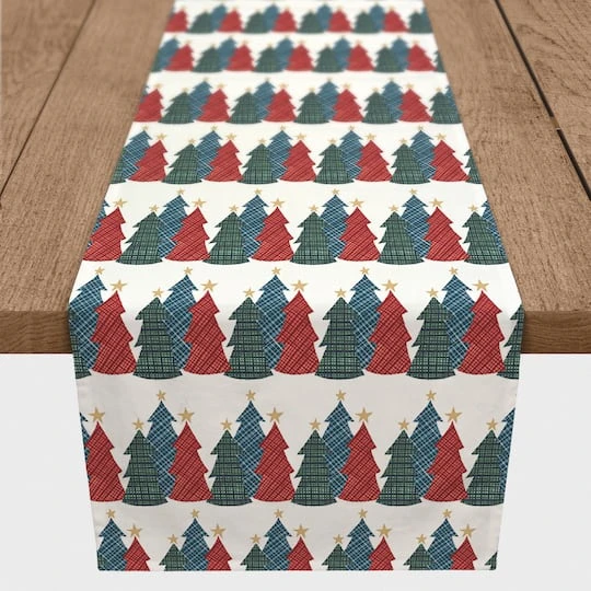 72'' Christmas Tree Trio Cotton Twill Runner 2 72'' Christmas Tree Trio Cotton Twill Runner - Image 2