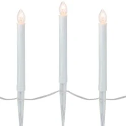 Northlight 8" White C7 Candle Pathway Markers Christmas Lights With White Wire, 10ct.