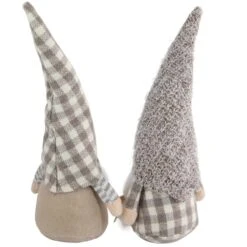 Northlight 13" Beige & White Gingham Nordic Christmas Gnome Set 13 Northlight 13" Beige & White Gingham Nordic Christmas Gnome Set -Northlight Shop D676302S 3
