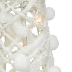 Northlight 23.5", 31.25", & 39.25" Pre-Lit White & Silver Cone Artificial Christmas Tree Set, Clear LED Lights -Northlight Shop D676323S 14