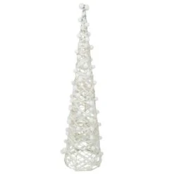 Northlight 23.5", 31.25", & 39.25" Pre-Lit White & Silver Cone Artificial Christmas Tree Set, Clear LED Lights -Northlight Shop D676323S 15