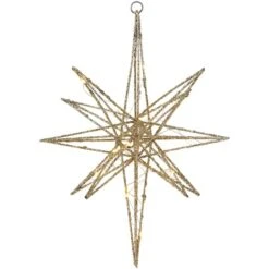 Northlight 12'' Warm White LED Lighted B/O Gold Glittered Geometric Star Christmas Decoration 11 Northlight 12'' Warm White LED Lighted B/O Gold Glittered Geometric Star Christmas Decoration -Northlight Shop D676325S 11