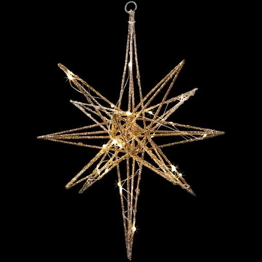 Northlight 12'' Warm White LED Lighted B/O Gold Glittered Geometric Star Christmas Decoration 6 Northlight 12'' Warm White LED Lighted B/O Gold Glittered Geometric Star Christmas Decoration - Image 6