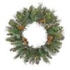 First Traditions™ 30'' Pre-Lit Artificial North Conway Wreath With Glittery Cones And Eucalyptus