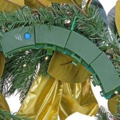 24'' LED Magnolia Mix Pine Wreath With Fabric Bow 9 24'' LED Magnolia Mix Pine Wreath With Fabric Bow -Northlight Shop D677533S 14