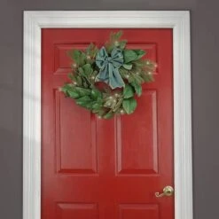 24'' LED Magnolia Mix Pine Wreath With Fabric Bow 7 24'' LED Magnolia Mix Pine Wreath With Fabric Bow -Northlight Shop D677533S 2