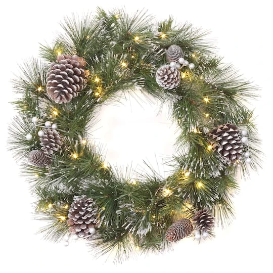 24'' LED Whitter Pine Wreath 2 24'' LED Whitter Pine Wreath - Image 2