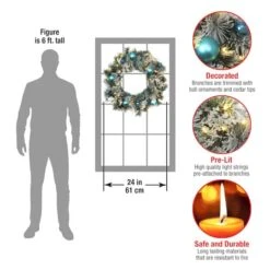 24" Pre-lit LED Tinkham Pine Wreath -Northlight Shop D677544S 16