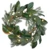 24" Warm White LED Magnolia Mix Pine Wreath