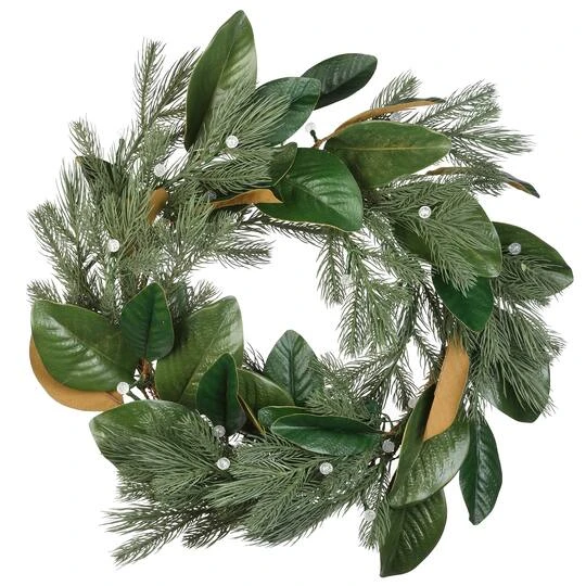 24" Warm White LED Magnolia Mix Pine Wreath 7 24" Warm White LED Magnolia Mix Pine Wreath - Image 7