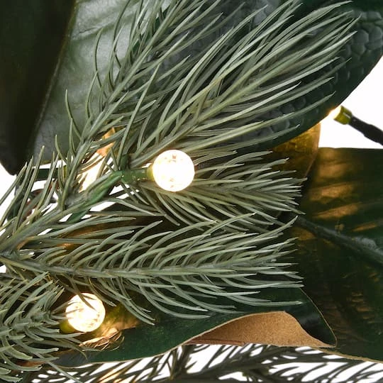 24" Warm White LED Magnolia Mix Pine Wreath 4 24" Warm White LED Magnolia Mix Pine Wreath - Image 4