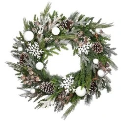 Alpine Collection 30" Warm White LED Decorated Wreath -Northlight Shop D677549S 15