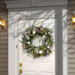 Alpine Collection 30" Warm White LED Decorated Wreath -Northlight Shop D677549S 2