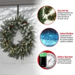 30" LED Snowy Morgan Spruce Wreath 13 30" LED Snowy Morgan Spruce Wreath -Northlight Shop D677557S 16