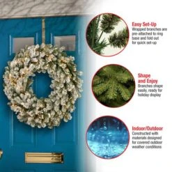 24" LED Snowy Sheffield Spruce Wreath 13 24" LED Snowy Sheffield Spruce Wreath -Northlight Shop D677558S 16