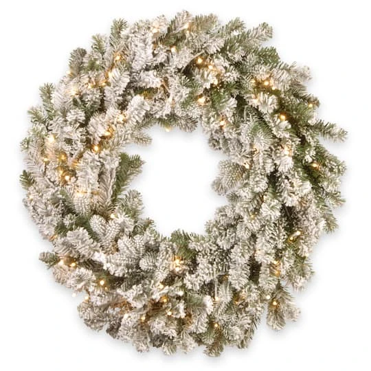 30" LED Snowy Sheffield Spruce Wreath 1 30" LED Snowy Sheffield Spruce Wreath