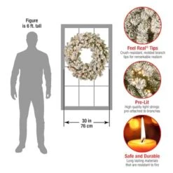 30" LED Snowy Sheffield Spruce Wreath 12 30" LED Snowy Sheffield Spruce Wreath -Northlight Shop D677559S 15