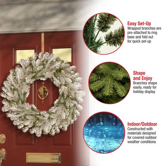 30" LED Snowy Sheffield Spruce Wreath 7 30" LED Snowy Sheffield Spruce Wreath - Image 7