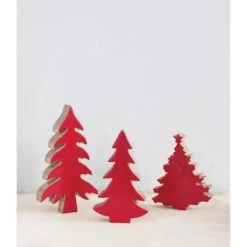 Hello Honey® 11.8" Red Enameled Mango Wood Christmas Tree Décor -Northlight Shop D758762S 2