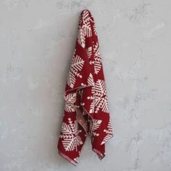 Hello Honey® Red & White Snowflake Two-Sided Cotton Knit Slub Throw -Northlight Shop D758831S 2