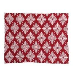 Hello Honey® Red & White Snowflake Two-Sided Cotton Knit Slub Throw -Northlight Shop D758831S 3