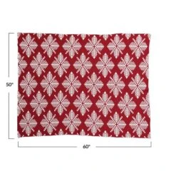 Hello Honey® Red & White Snowflake Two-Sided Cotton Knit Slub Throw -Northlight Shop D758831S 4