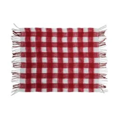Hello Honey® Red & White Plaid Woven Acrylic Throw With Fringe -Northlight Shop D758850S 3