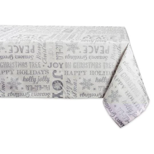 DII® Silver Christmas Collage Tablecloth 2 DII® Silver Christmas Collage Tablecloth - Image 2