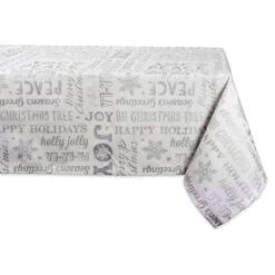 DII® Silver Christmas Collage Tablecloth