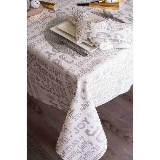 DII® Silver Christmas Collage Tablecloth 3 DII® Silver Christmas Collage Tablecloth - Image 3